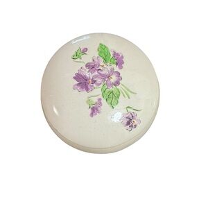 Vintage Handmade Pottery Trinket Box Floral Lid Signed FA Heart Studio Art